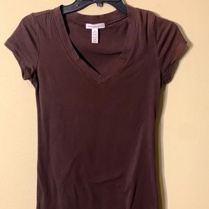 v-neck brown cotton tee